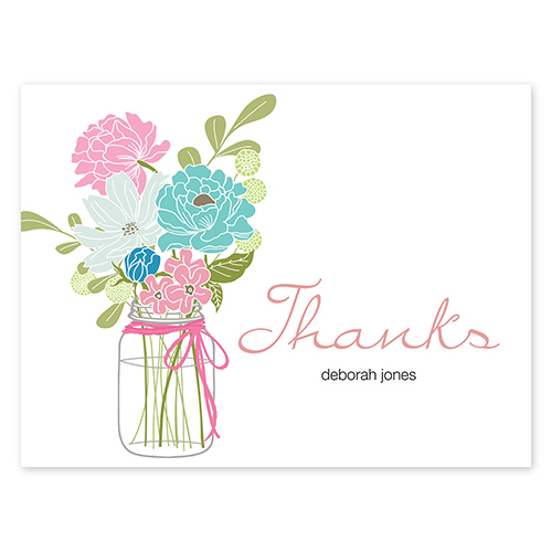 Country Chic Bouquet Aqua Folded Notes