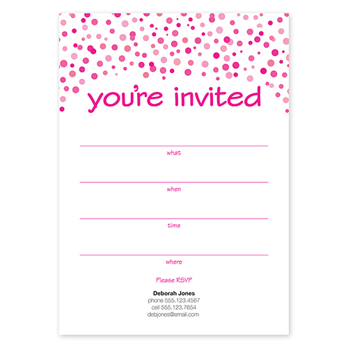 Confetti Dots Pink Fill In Invitations