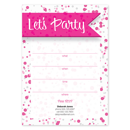 Let's Party Pink Fill In Invitations